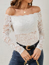 Explore More Collection - Off-Shoulder Long Sleeve Lace Top