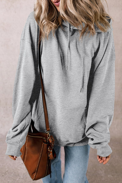 Explore More Collection - Drawstring Pocketed Long Sleeve Hoodie