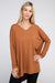 Explore More Collection - Dolman Long Sleeve V-Neck Side Slit Hi-Low Hem Top