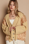 Explore More Collection - POL Quilting Patch Button Up Cable Knit Jacket