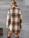 Explore More Collection - Plaid Button Up Long Sleeve Coat and Skirt Set