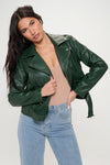 Explore More Collection - Coalition LA Zip Up Biker Jacket with Belt