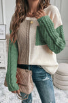 Explore More Collection - Color Block Round Neck Long Sleeve Sweater