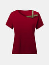 Explore More Collection - Asymmetrical Neck Short Sleeve T-Shirt