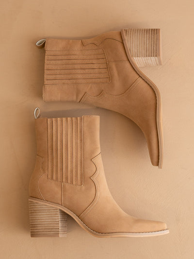 Explore More Collection - The Addison |  Camel Western Inspired Boot