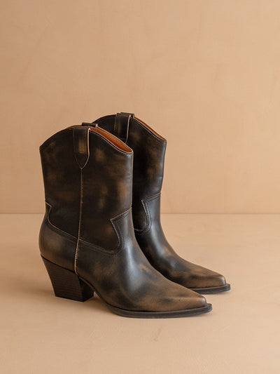 Explore More Collection - The Ames | Brown Short Cowgirl Booties