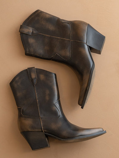 Explore More Collection - The Ames | Brown Short Cowgirl Booties