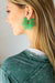 Explore More Collection - Green Vintage Metal Flower Power Earrings