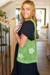 Explore More Collection - Green Floral Crochet Tote Bag