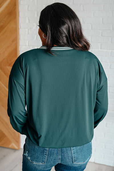 Explore More Collection - All Out Comfort V-Neck Pullover in Midnight Green