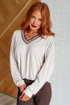 Explore More Collection - All Out Comfort V-Neck Pullover in Mocha Cream