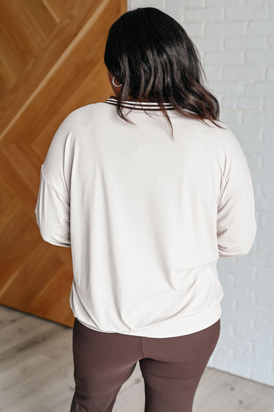 Explore More Collection - All Out Comfort V-Neck Pullover in Mocha Cream