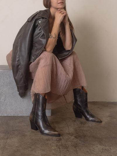 Explore More Collection - The Ames | Brown Short Cowgirl Booties