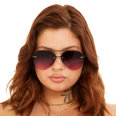 Explore More Collection - Smaller Megan 2 - Ruby Metal Aviator Sunglasses