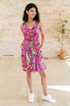 Explore More Collection - Bless Your Heart V-Neck Dress in Neon Fuchsia