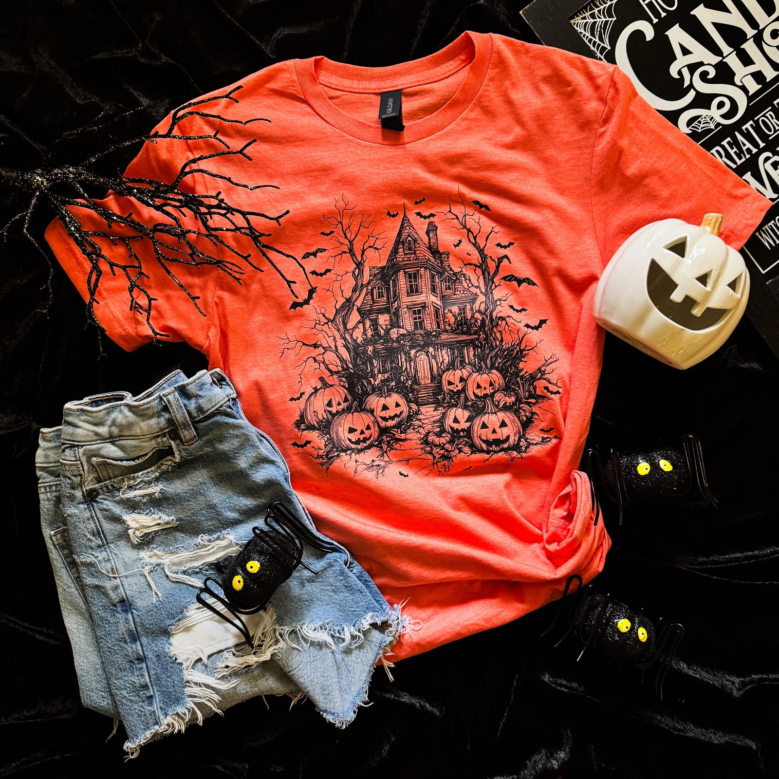 Explore More Collection - Haunted House Bats Soft Graphic Tee