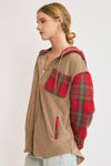 Kaline - A Corduroy Shacket with Plaid Detail