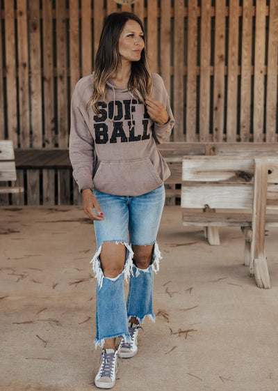 SOFTBALL Vintage Raglan Hoodie *Zinc (S-3X)