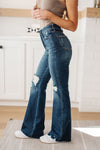 Explore More Collection - Cassandra High Rise Control Top Distressed Flare Jeans