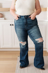 Explore More Collection - Cassandra High Rise Control Top Distressed Flare Jeans