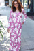 Explore More Collection - Feeling Femme Mauve Floral Print V Neck Button Maxi Dress