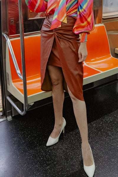 Explore More Collection - CHOOSE US LEATHER MIDI SKIRT