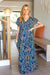 Explore More Collection - Just Feels Right Navy Blue Floral V Neck Dolman Maxi Dress