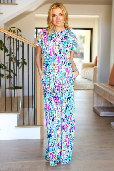 Explore More Collection - Diva Dreams Green & Orchid Floral Print Maxi Dress