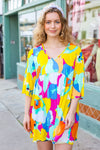 Explore More Collection - Bright Thoughts Yellow Floral Print V Neck Babydoll Dress