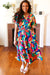 Explore More Collection - Be Bold Multicolor Abstract Tropical Print Smocked Waist Maxi Dress