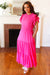 Explore More Collection - Perfectly You Hot Pink Mock Neck Tiered Chiffon Maxi Dress