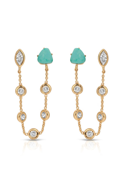Double Piercing Turquoise Earrings