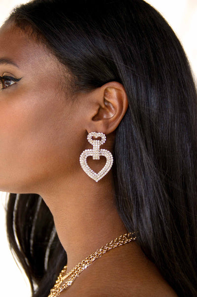 Explore More Collection - Dove Drop Heart Crystal Earrings