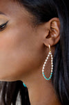 Explore More Collection - Turquoise and Pearl Teardrop Drop Earrings