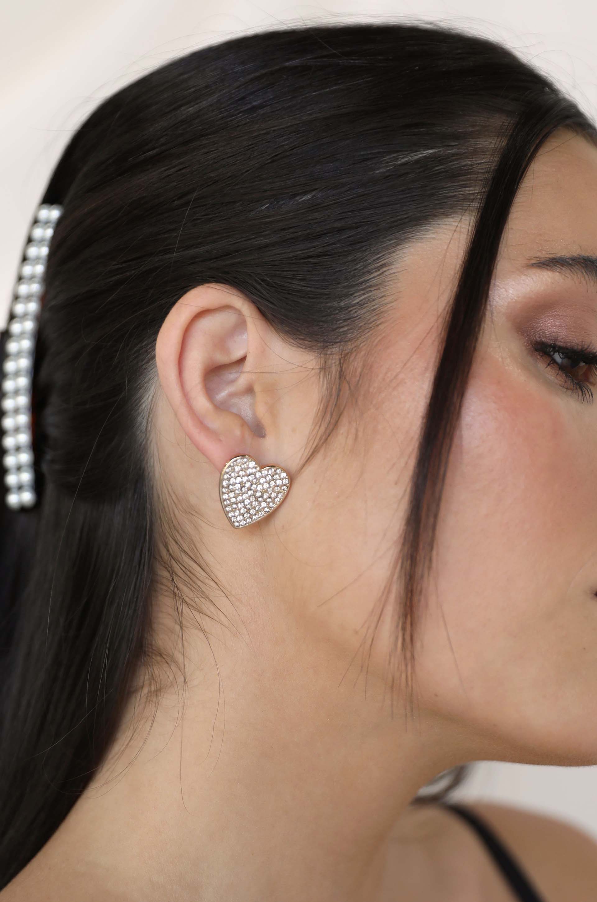 Explore More Collection - Love On Down Crystal Heart Stud Earrings