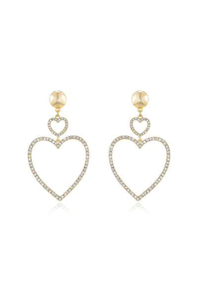 Explore More Collection - Double Heart Crystal Drop Earrings