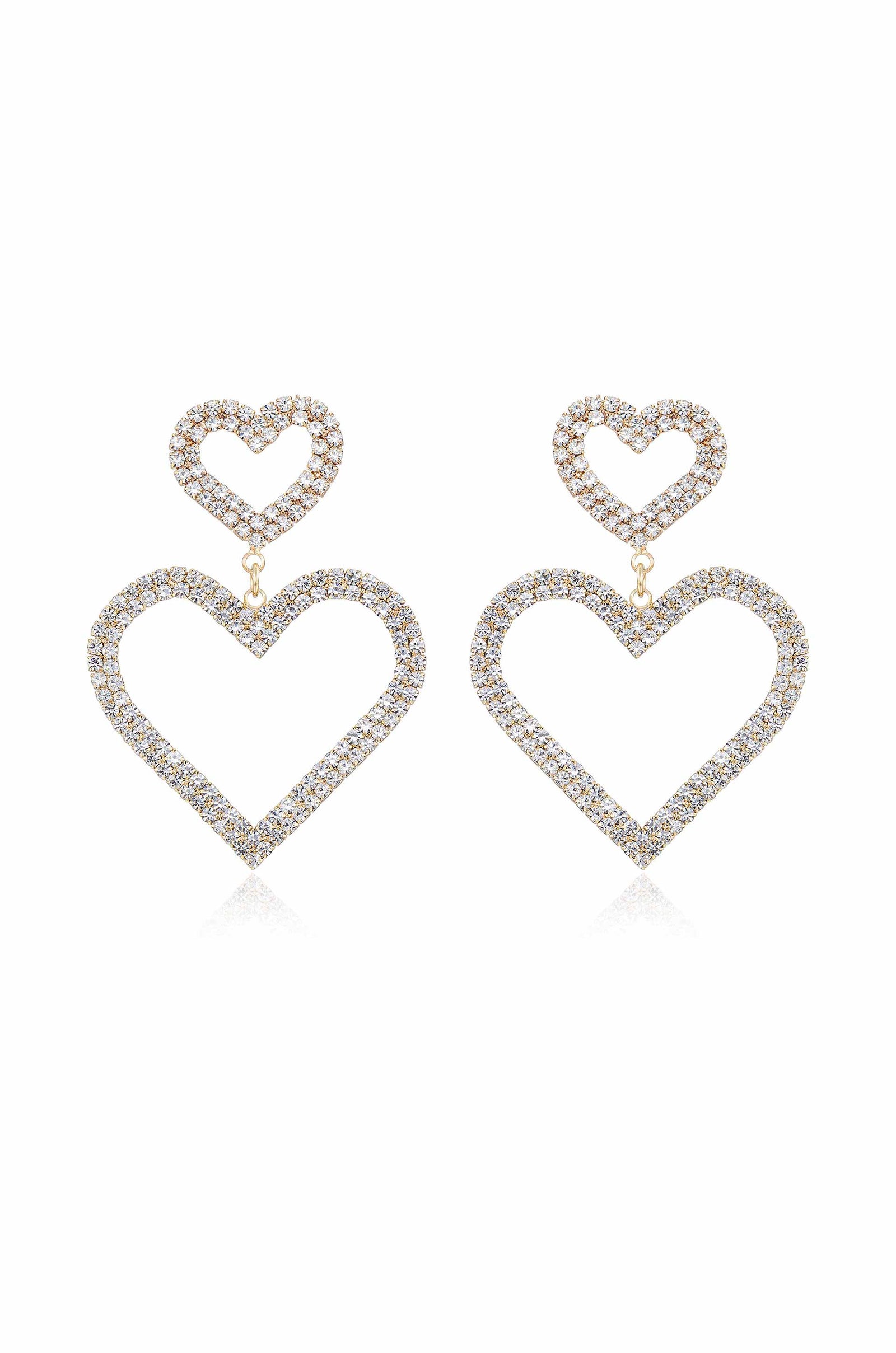 Explore More Collection - Double Trouble Heart Crystal Earrings