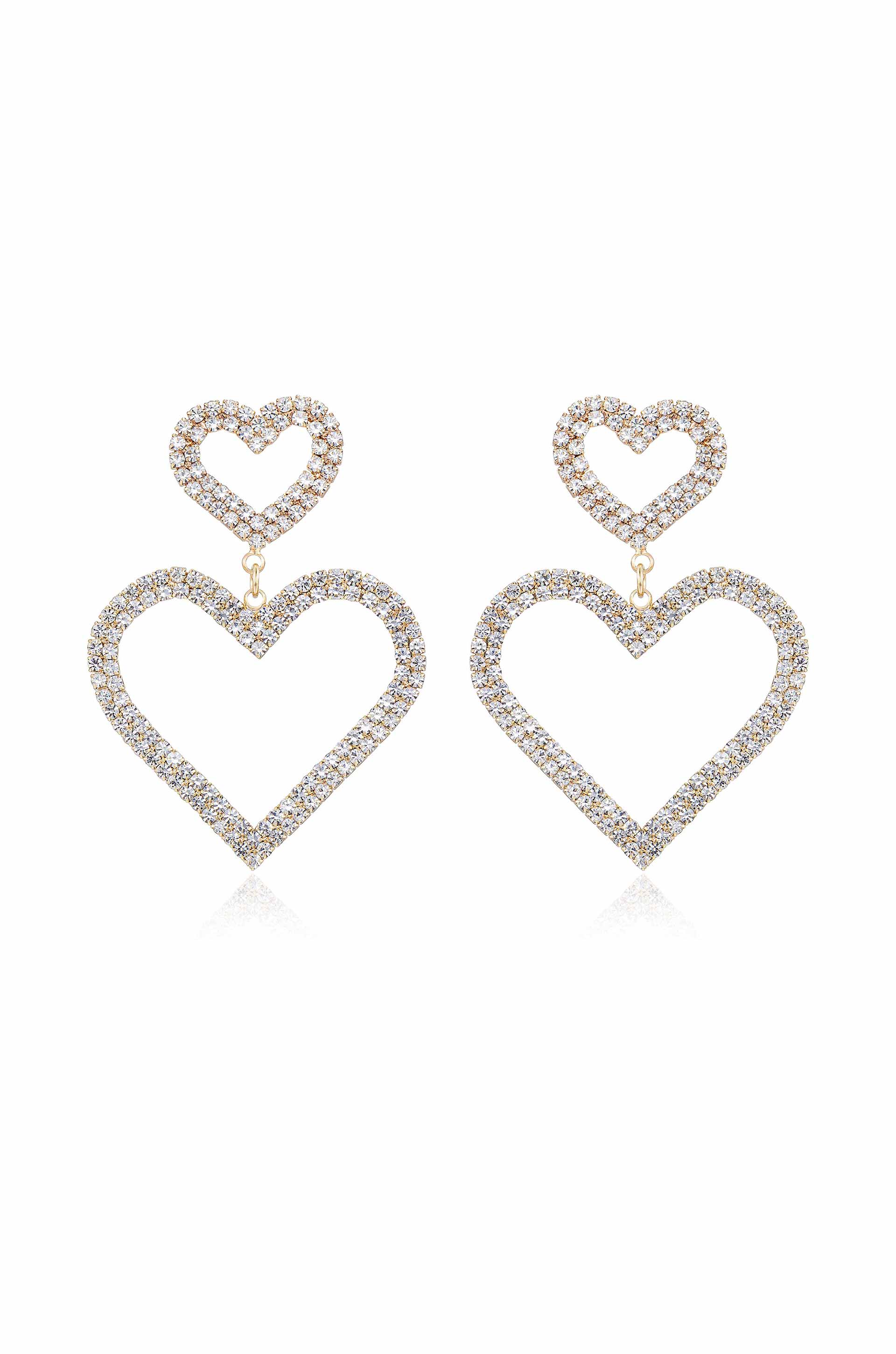 Explore More Collection - Double Trouble Heart Crystal Earrings