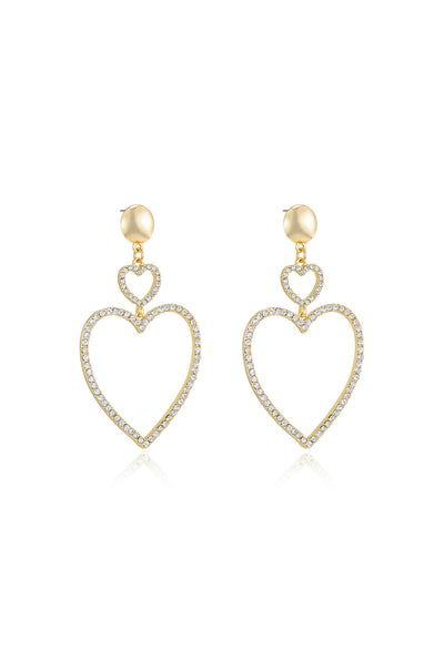 Explore More Collection - Double Heart Crystal Drop Earrings