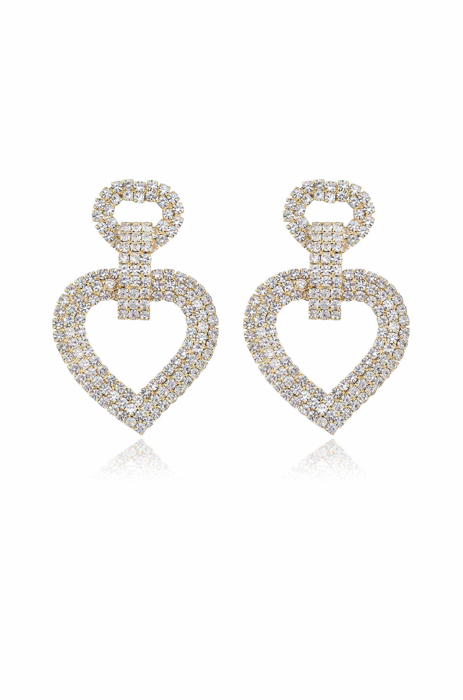 Explore More Collection - Dove Drop Heart Crystal Earrings