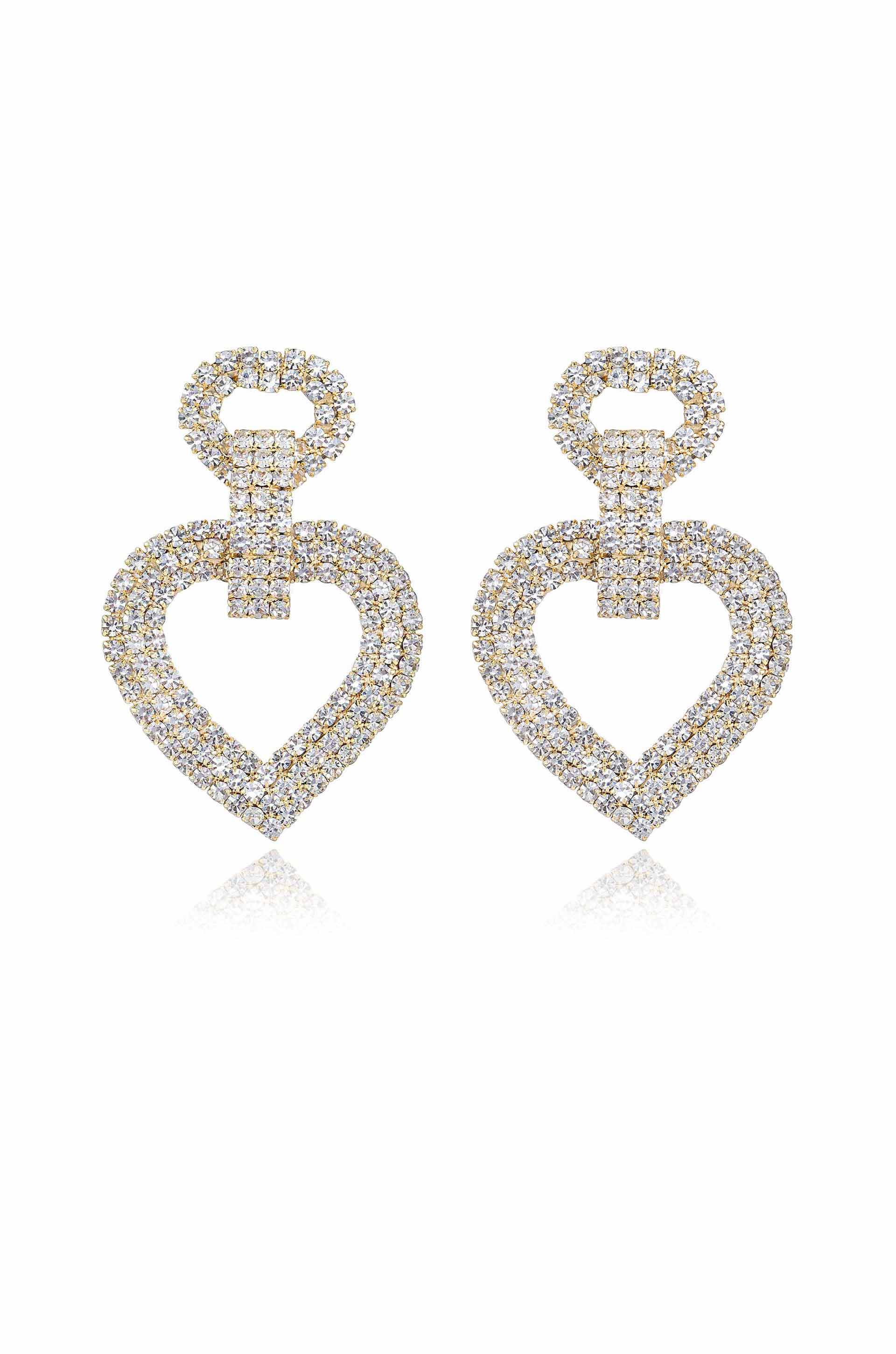 Explore More Collection - Dove Drop Heart Crystal Earrings