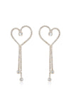 Explore More Collection - Crystal Heart Linear Drop Earrings