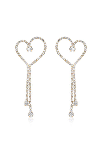 Explore More Collection - Crystal Heart Linear Drop Earrings