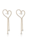 Explore More Collection - Crystal Heart Linear Drop Earrings