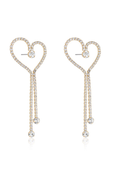 Explore More Collection - Crystal Heart Linear Drop Earrings