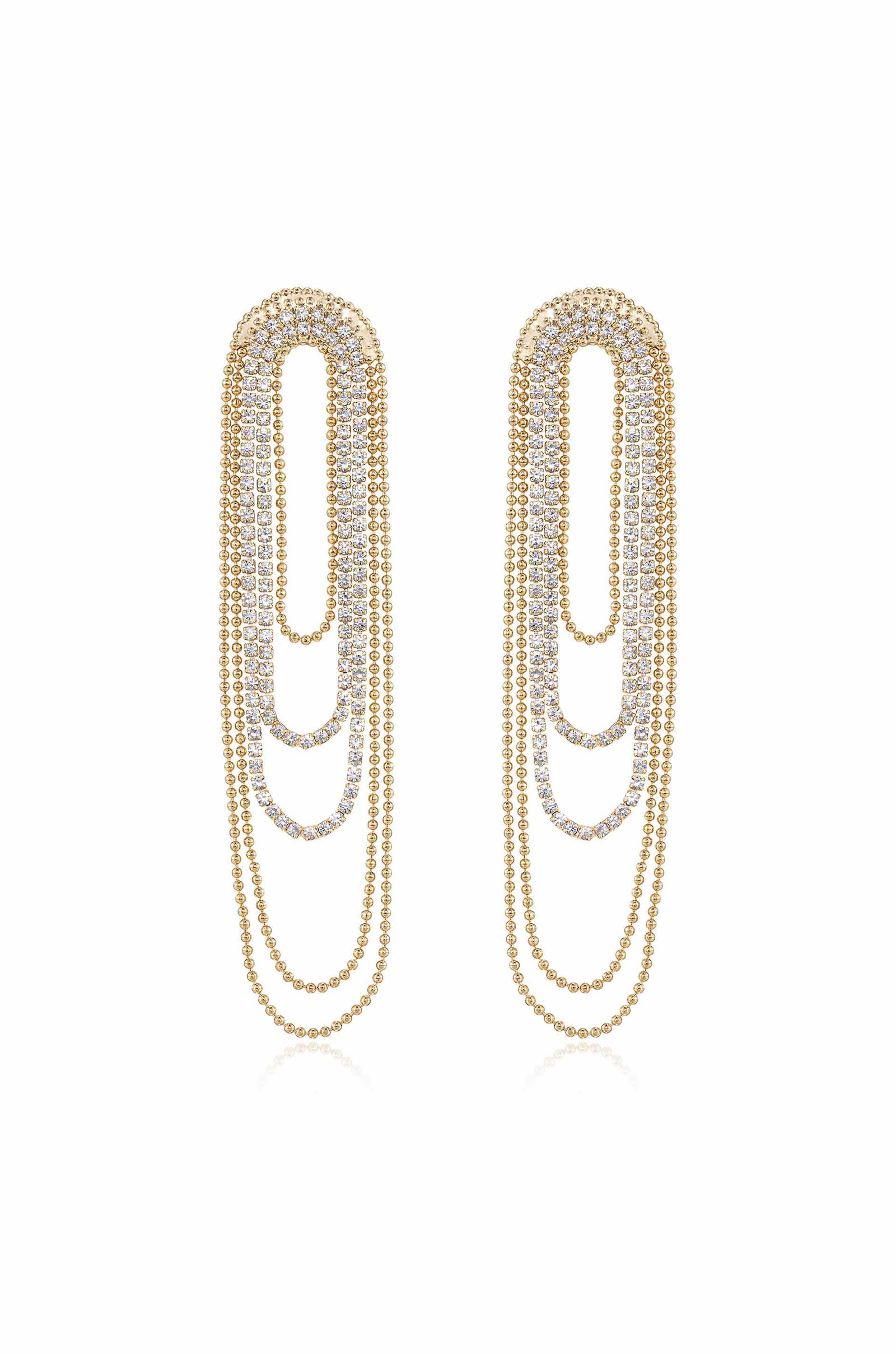 Explore More Collection - Crystal and Looped Chain Earrings