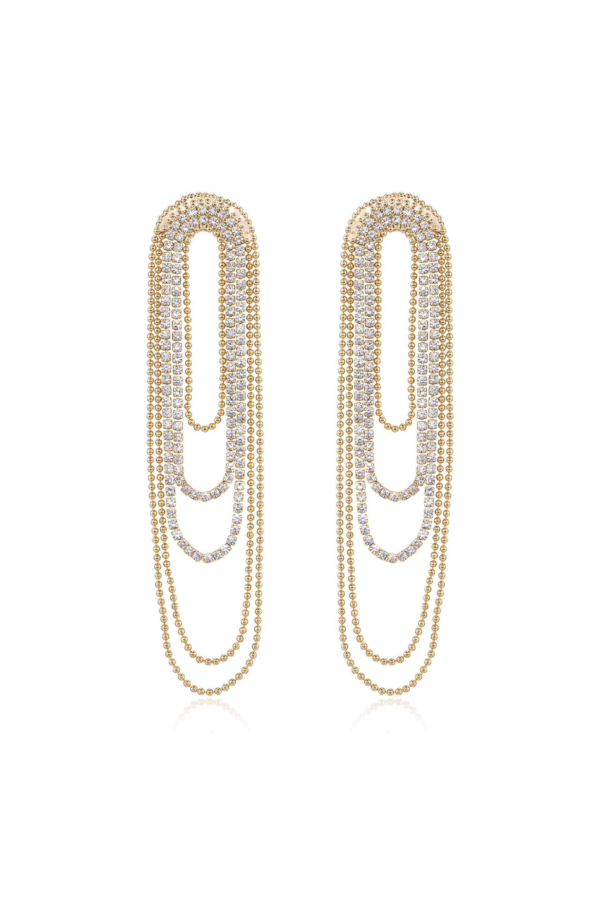 Explore More Collection - Crystal and Looped Chain Earrings