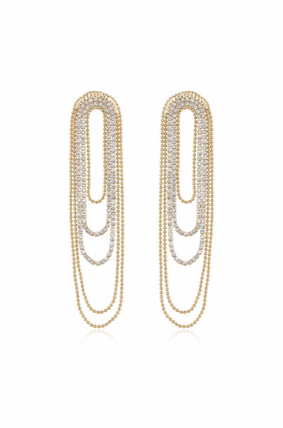 Explore More Collection - Crystal and Looped Chain Earrings