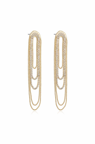 Explore More Collection - Crystal and Looped Chain Earrings