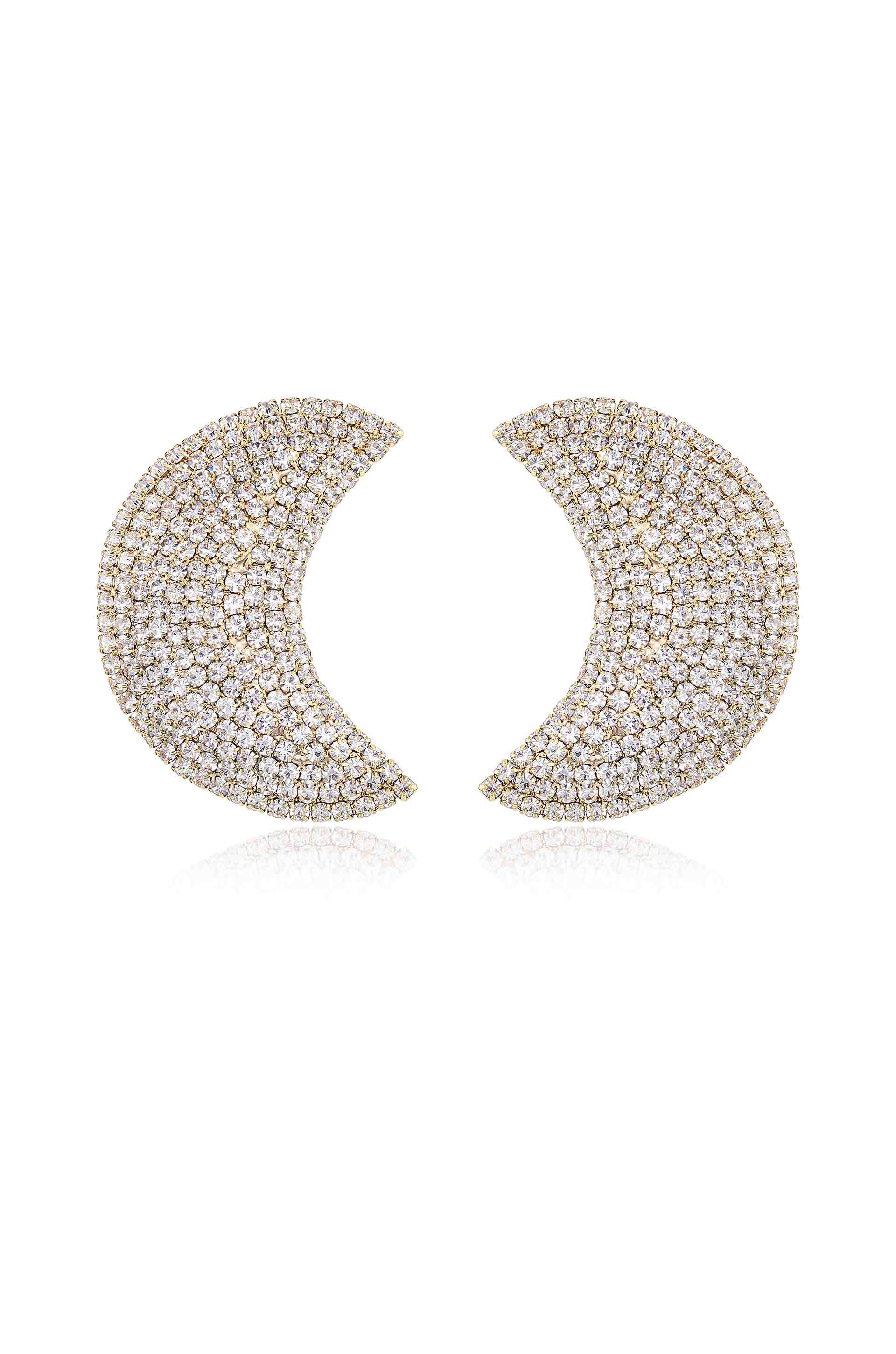 Explore More Collection - Crystal Crescent Moon Large Stud Earrings